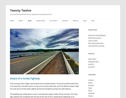 Screenshot of the Twenty Twelve WordPress theme