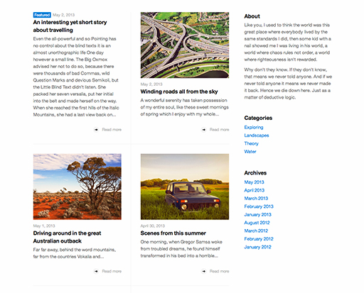 Screenshot of blog grid