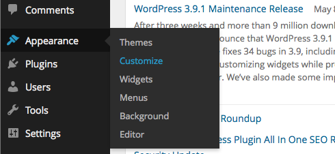 Navigate to WordPress Theme Customizer