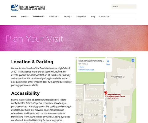 Plan Your Visit Page Screenshot