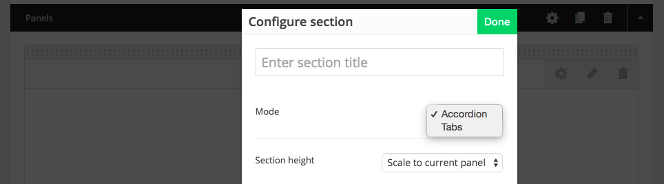 Panels options